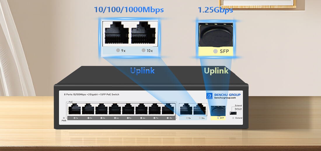 8 port poe switch with fiber uplink