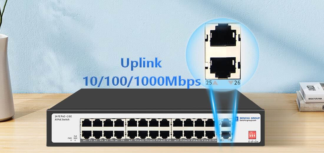 24 Port 10/100M PoE Switch with 2Gigabit Uplink