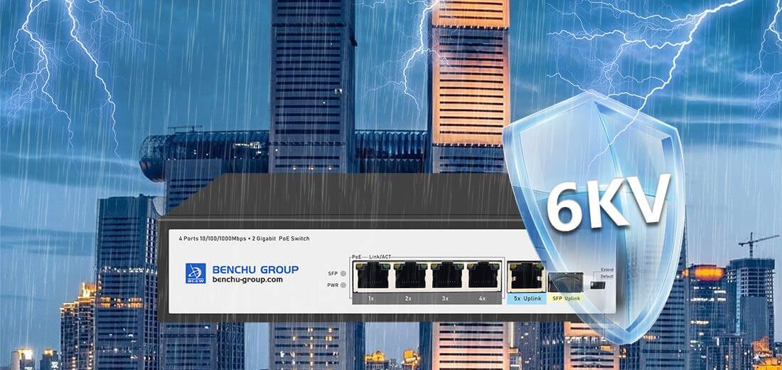 4 ports gigabit poe switch unmanaged 6KV Lightning protection