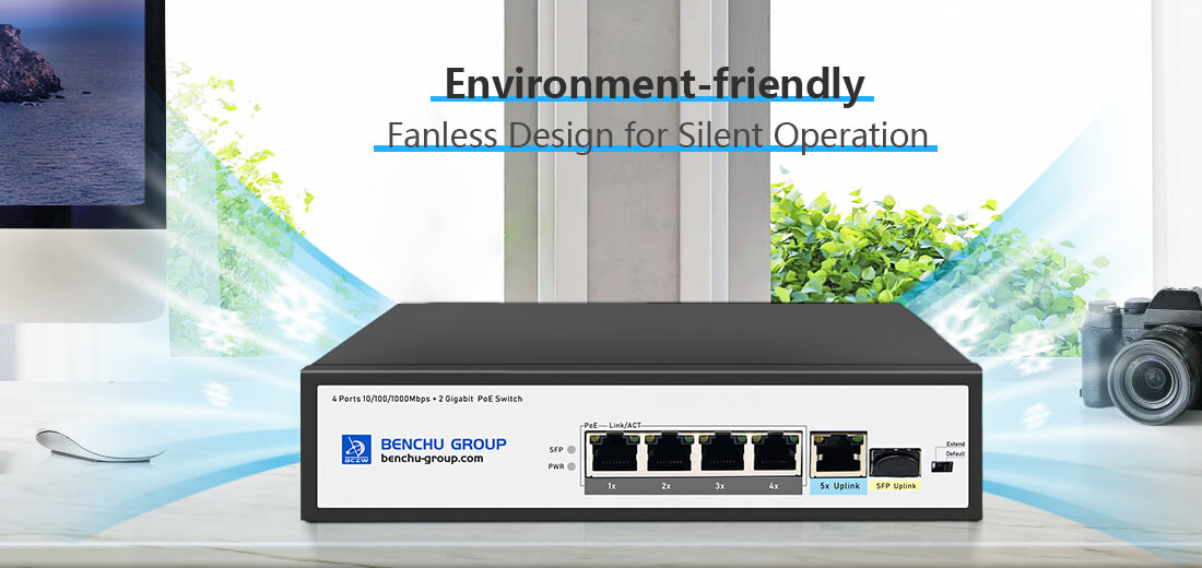 fanless gigabit 4 port poe switch