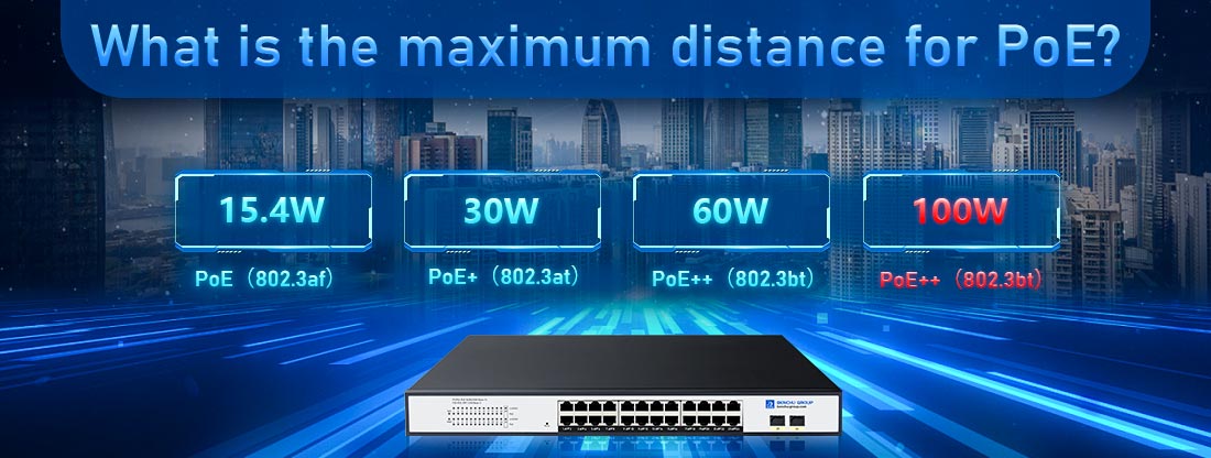 What is the maximum distance for PoE?