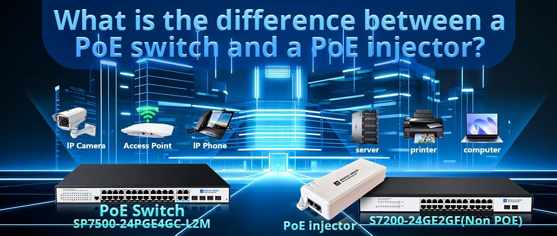 What is the difference between a PoE switch and a PoE injector?