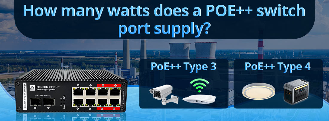 How many watts does a POE++ switch port supply?