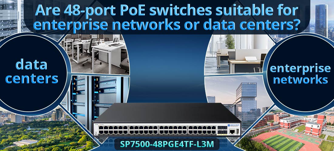 Are 48-port PoE switches suitable for enterprise networks or data centers?