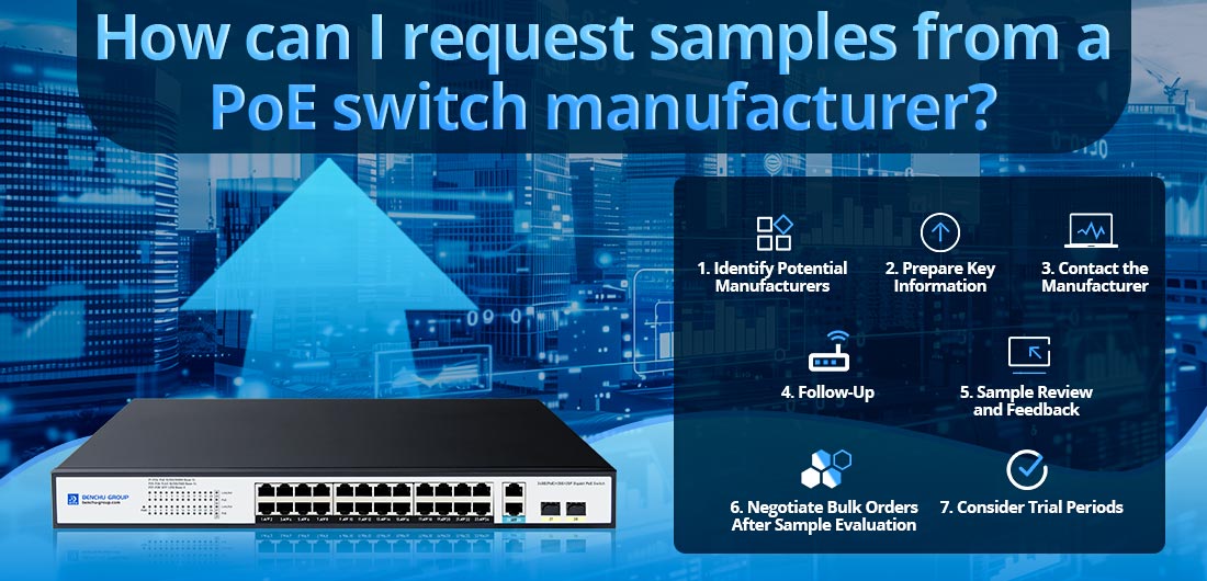 How can I request samples from a PoE switch manufacturer?