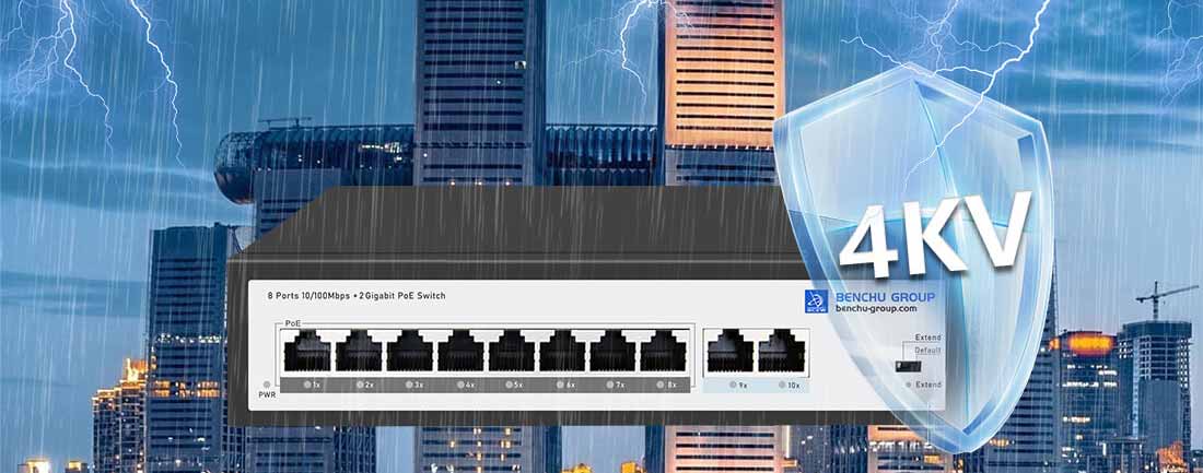 8 port poe switch gigabit uplink 4KV Lightning Protection 