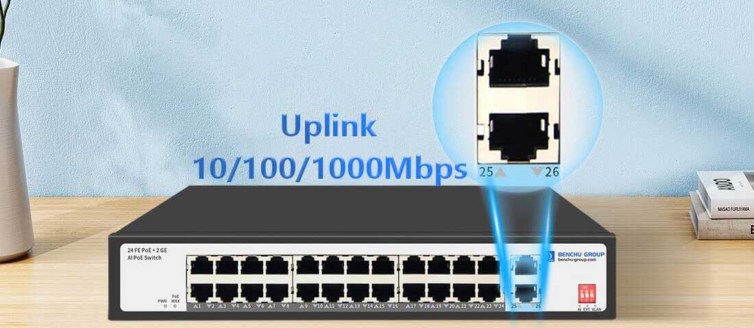 24 Port 10/100M PoE Switch with 2Gigabit Uplink