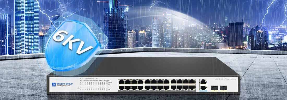 24 Port Gigabit PoE+ Switches with 2 Gb RJ45 and 2 SFP