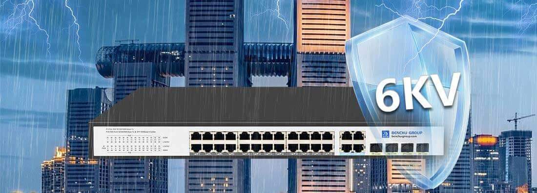 24 Port Gigabit PoE+ Switches with 4 Gb RJ45 and 4 SFP Combo