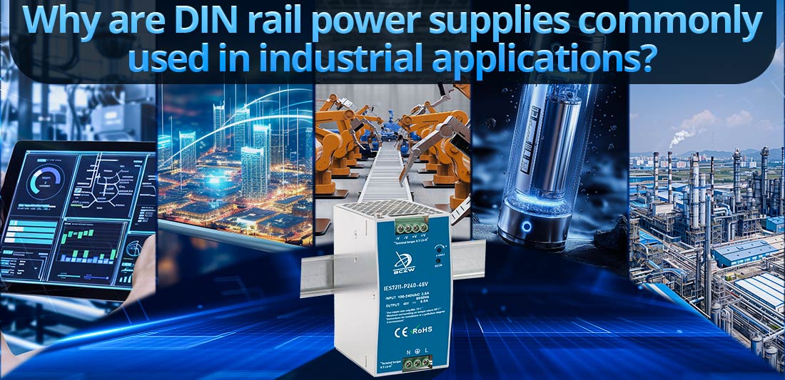 Why are DIN rail power supplies commonly used in industrial applications?