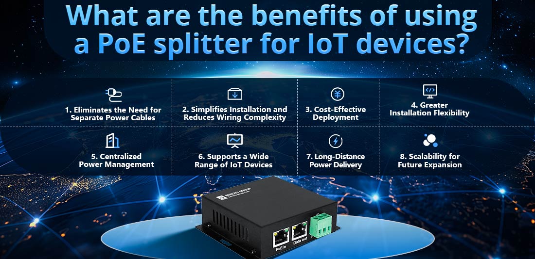 What are the benefits of using a PoE splitter for IoT devices?